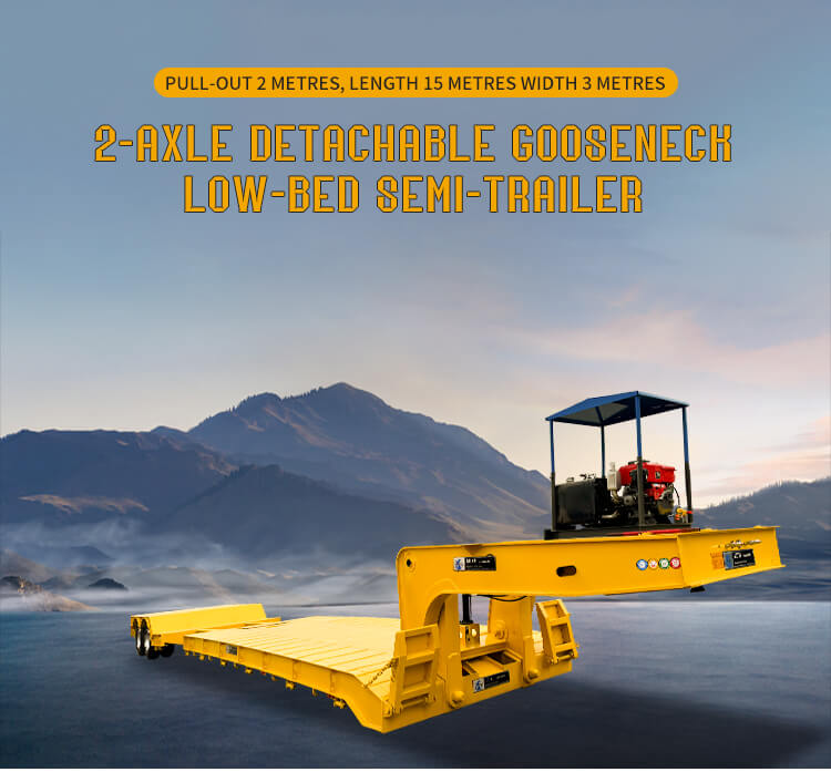 مقطورة لوبوي ذات محورين 120 طن هيدروليكية قابلة للفصل مقطورة لوبوي ذات محورين 120 طن هيدروليكية قابلة للفصل