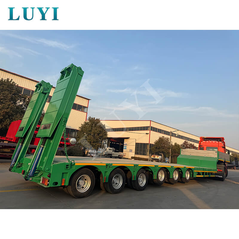 صنع في شاندونغ، الصين! تم شحن نصف مقطورة منخفضة السرير Luyi ذات 6 محاور إلى السودان