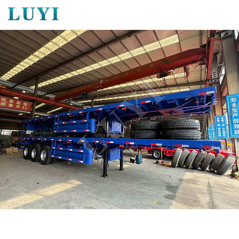 3 محاور 4 قدم 50 طن نصف مقطورة مسطحة