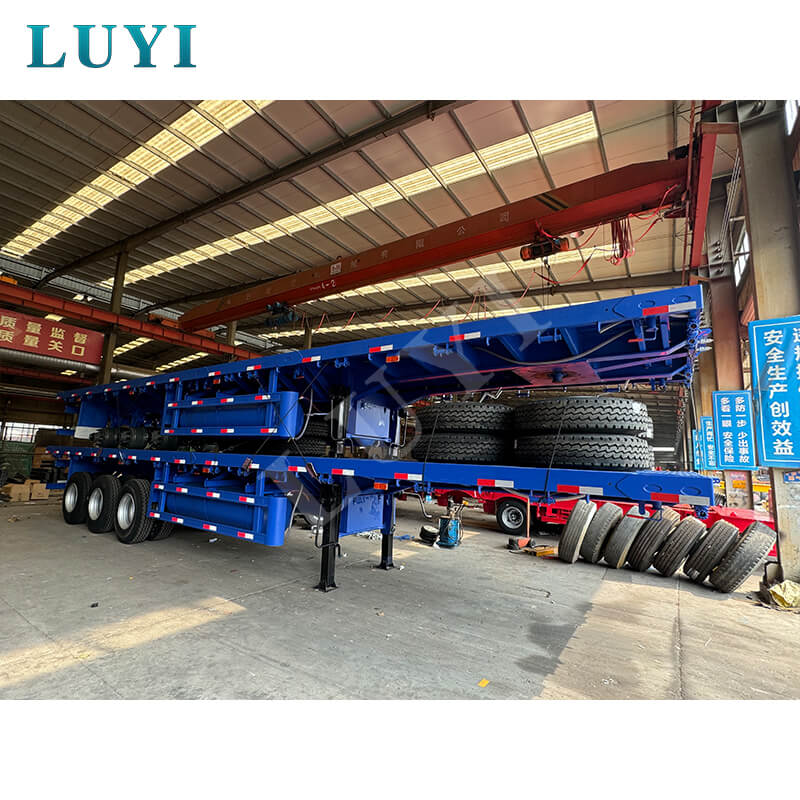 3 محاور 4 قدم 50 طن نصف مقطورة مسطحة للبيع