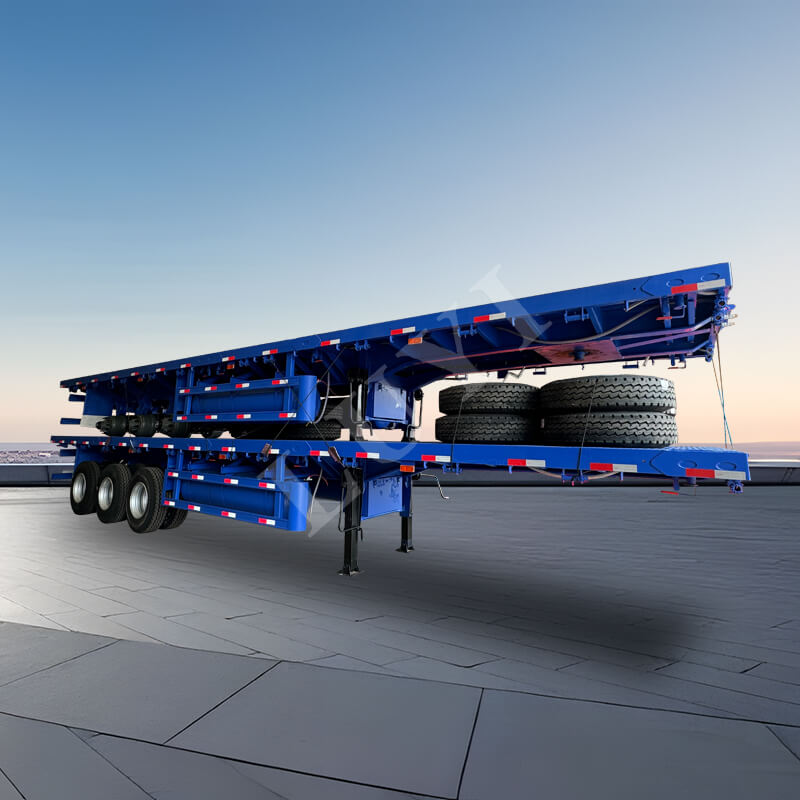 3 المحور 50 طن نصف مقطورة مسطحة للبيع