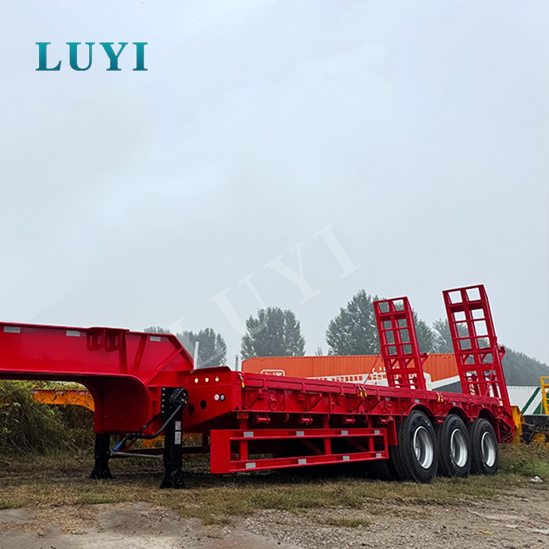 3 المحور 80 طن Lowbed نصف مقطورة لنقل الآلات الثقيلة