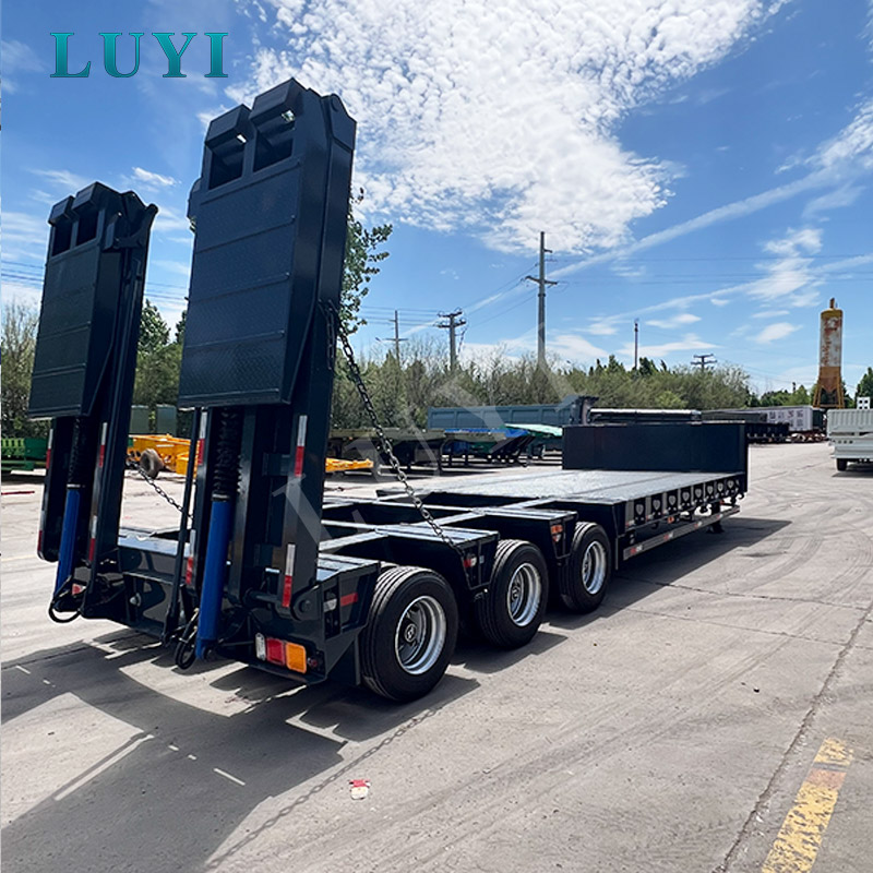 3 خط 6 المحور 80T Lowbed نصف مقطورة لنقل الآلات الثقيلة