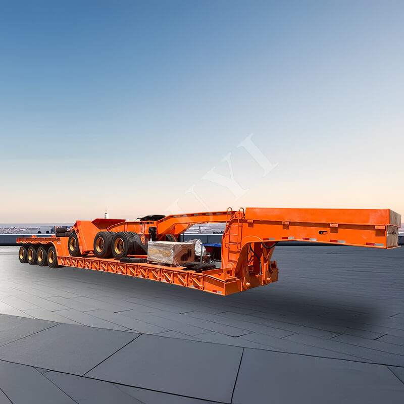 نصف مقطورة ذات سرير منخفض ذات 4 محاور سعة 100 طن نصف مقطورة ذات سرير منخفض ذات 4 محاور سعة 100 طن