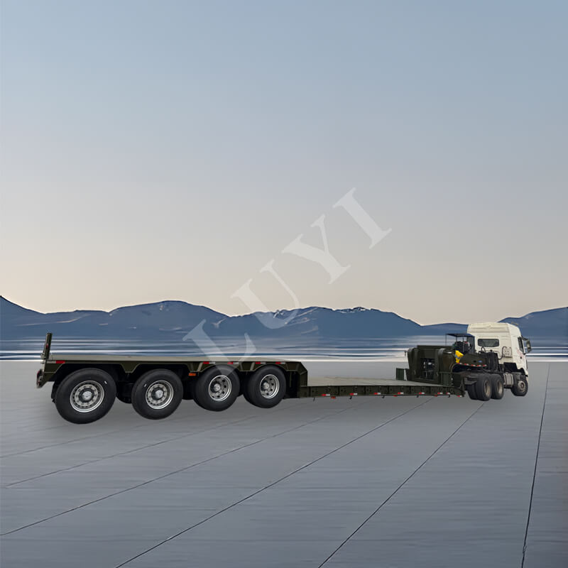 مقطورة شاحنة ذات 4 محاور قابلة للفصل معقوفة سعة 150 طنًا ذات سرير منخفض