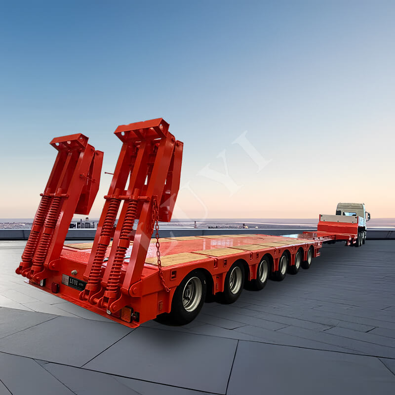 مقطورة ذات 6 محاور، 80 طنًا، 100 طن، 120 طنًا معقوفة، مقطورة منخفضة السرير قابلة للسحب