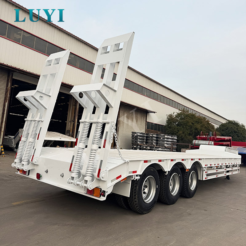 80 طن Lowboy Gooseneck Lowbed Low Bed نصف مقطورة شاحنة