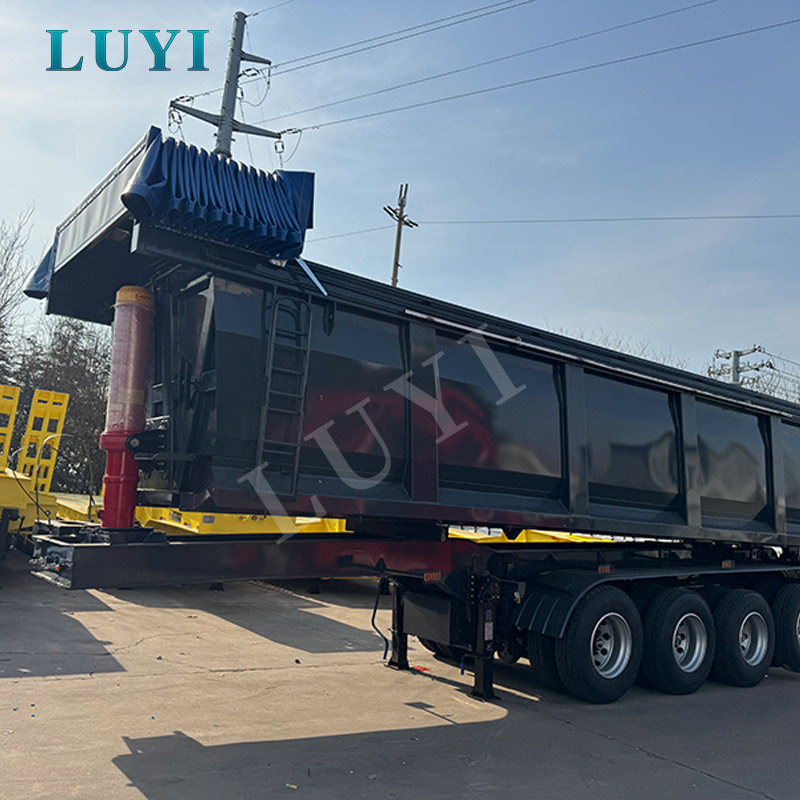 تفريغ نصف مقطورة 4 المحور الهيدروليكية قلابة مقطورة