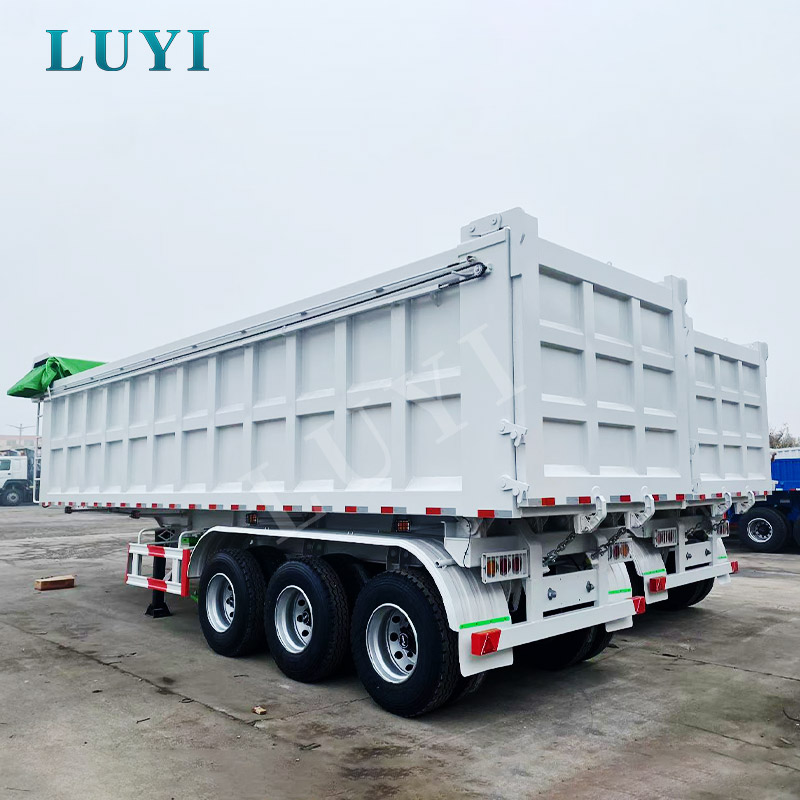 LUYI 3 محور 80-100 طن نصف مقطورة قلابة خلفية