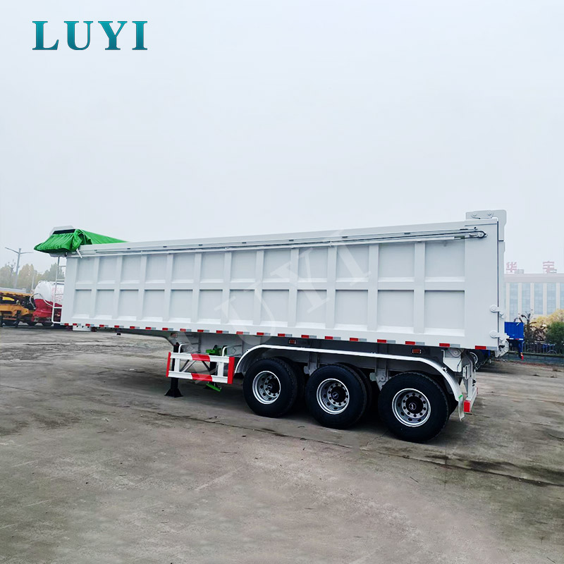 LUYI White 3-axle Rear- البقشيش تفريغ نصف مقطورة