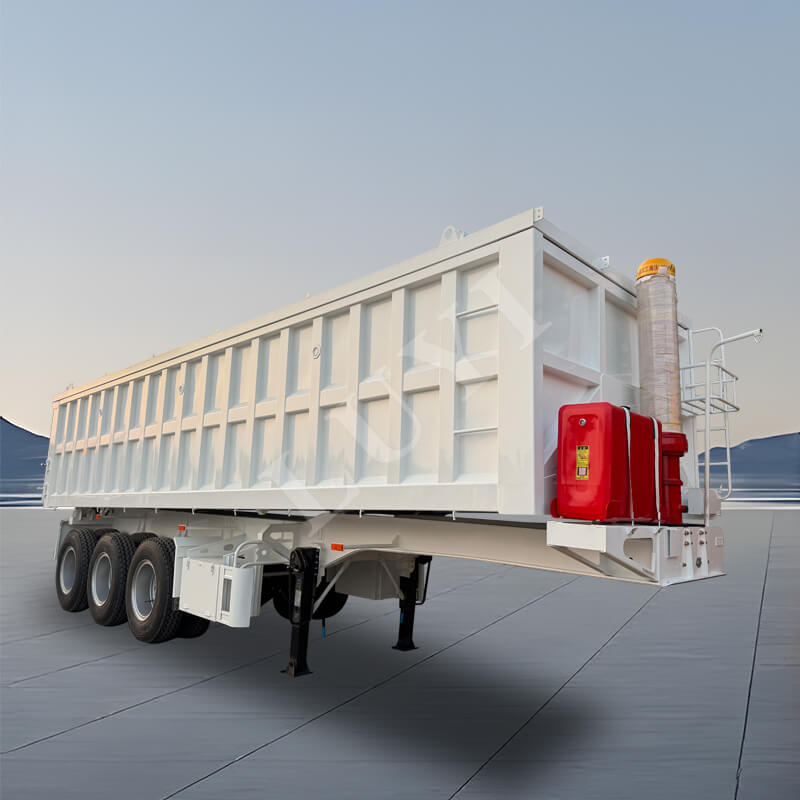 ثلاثة محاور مستطيلة على شكل حرف U 60 طن نصف مقطورة قلابة خلفية