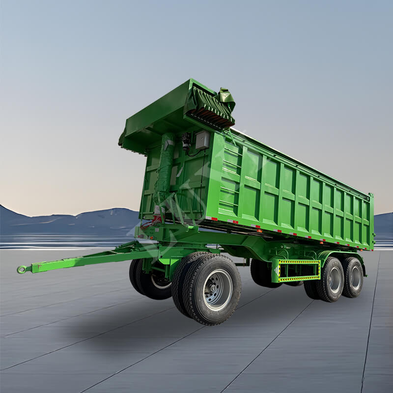 نصف مقطورة تفريغ خلفية مستطيلة ذات محورين 30/50 مكعب